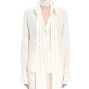 Designer Chloe Blouse w gems and removable tie.